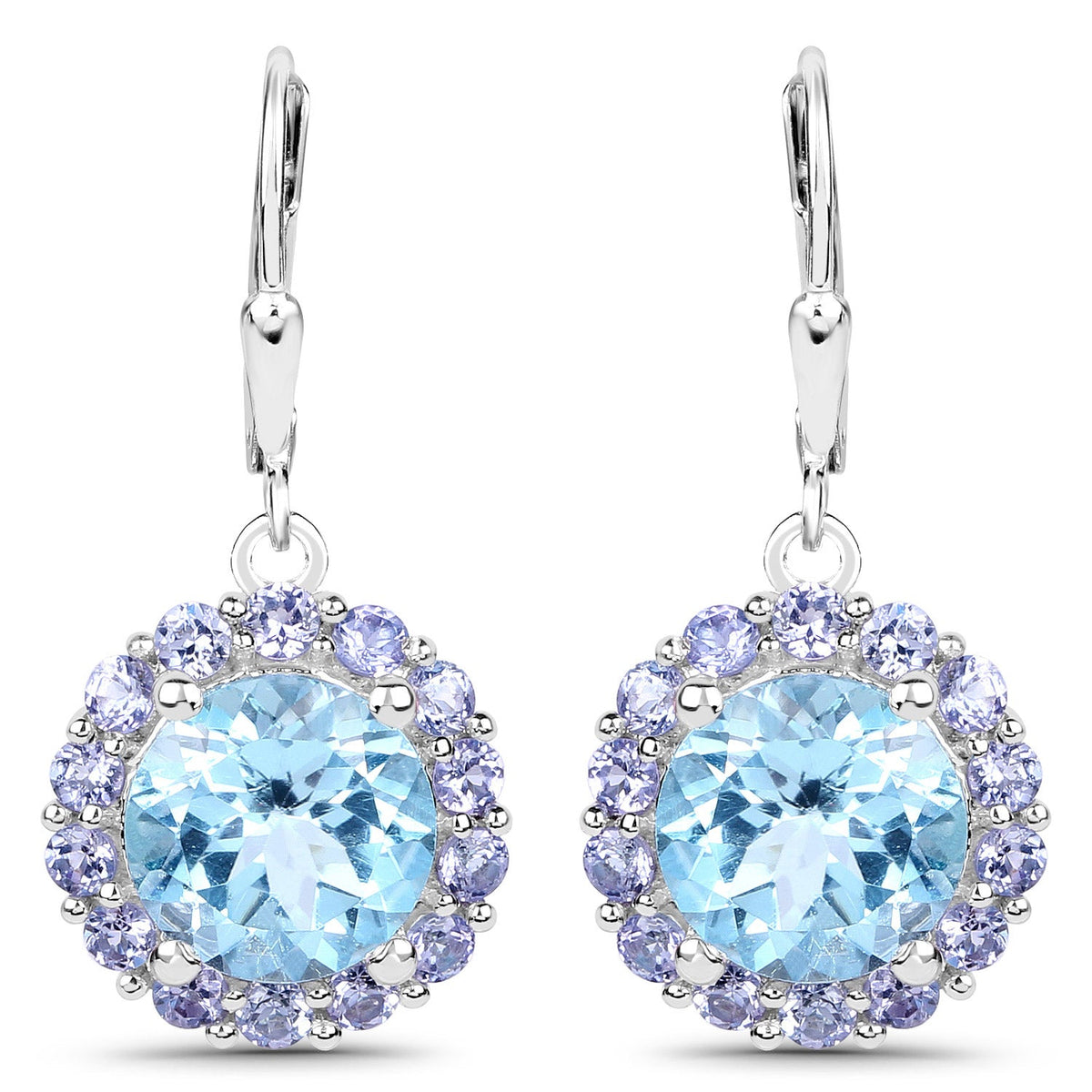 9.96 Carat Genuine Blue Topaz and Tanzanite .925 Sterling Silver Earrings