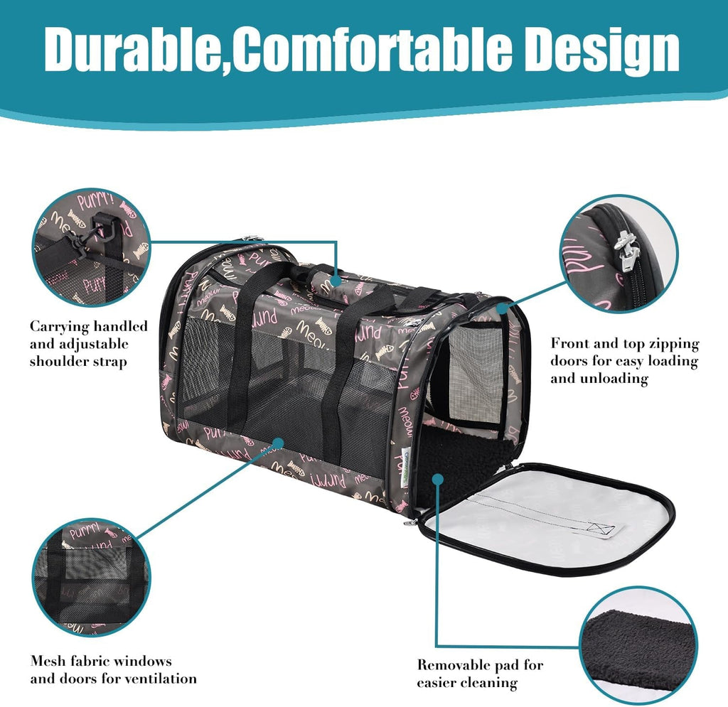 Soft-Sided Pet Carrier for Cats & Small Dogs, 22 lb, 19-Inch