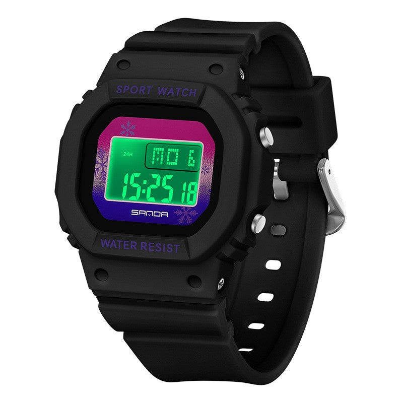 Square Electronic Watch Colorful Creativity For Male And Female Students