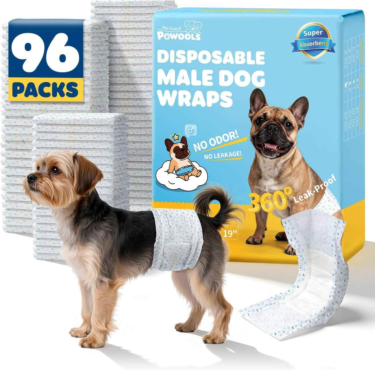 Male Dog Diapers – 96 Ct Small Belly Bands, Leakproof