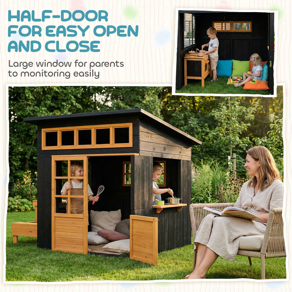 Chalkboard Cottage Playhouse with Picnic Table