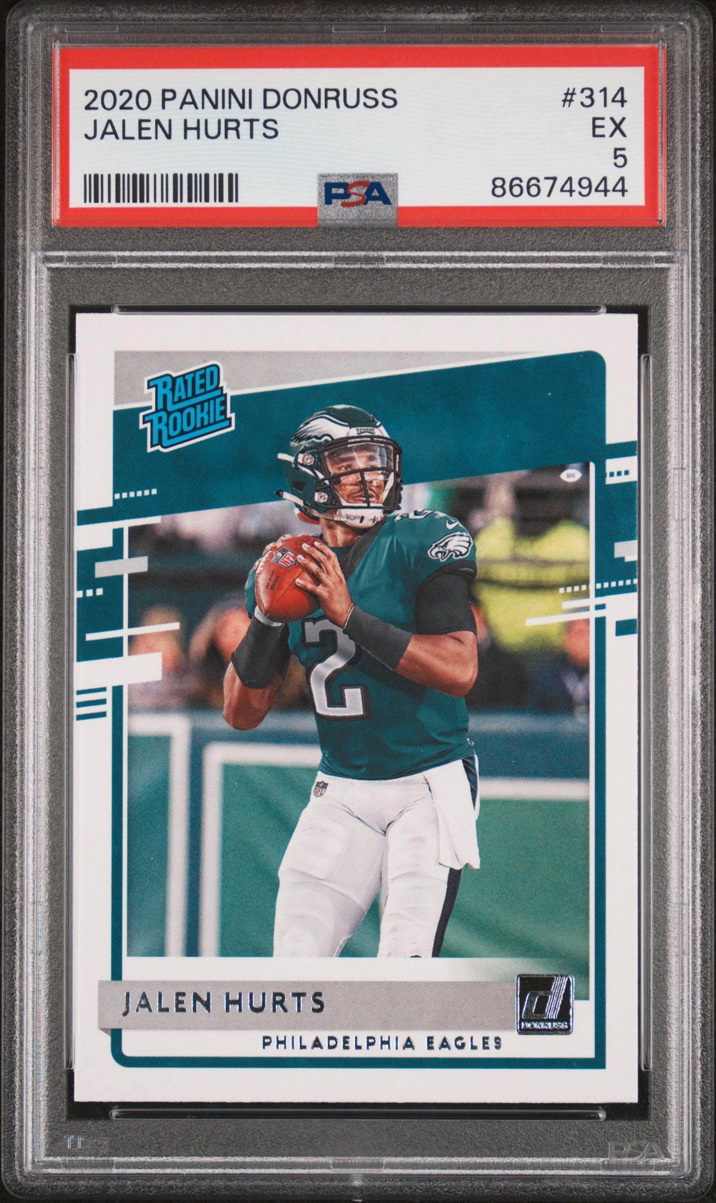 Graded 2020 Panini Donruss Jalen Hurts #314 Rookie RC Football Card PSA 5 EX