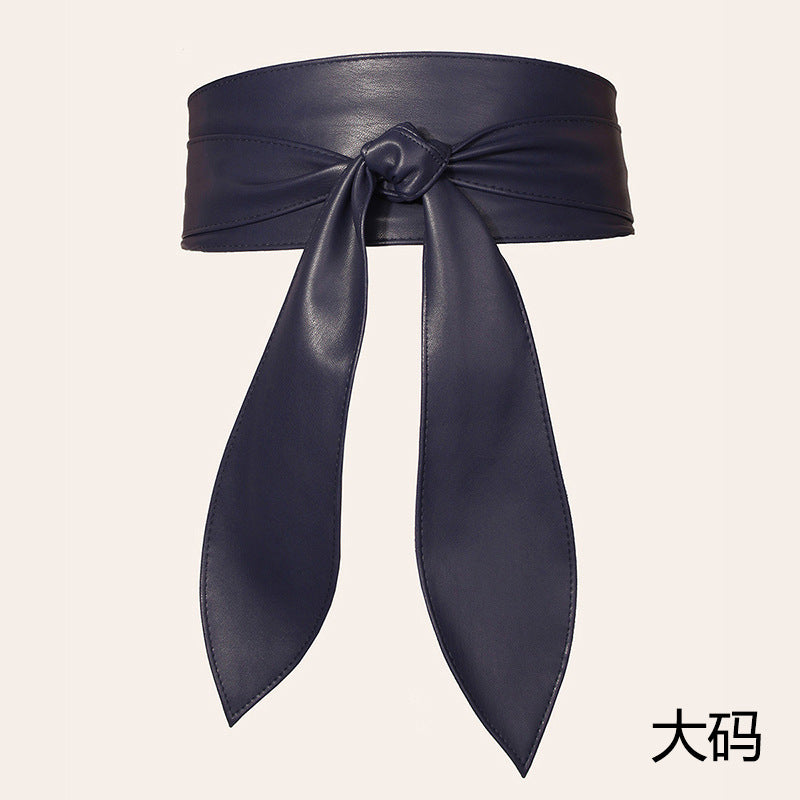 Amazon Cross-border Women's Wide Waist Cover Soft All-match Elegant Bow Ribbon Super Long In Stock Tie Belt