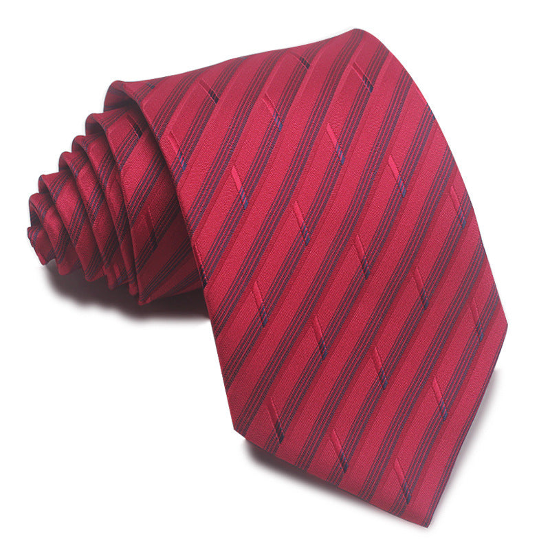 8CM Polyester Jacquard Striped Tie Men's Business Formal Red Black Blue