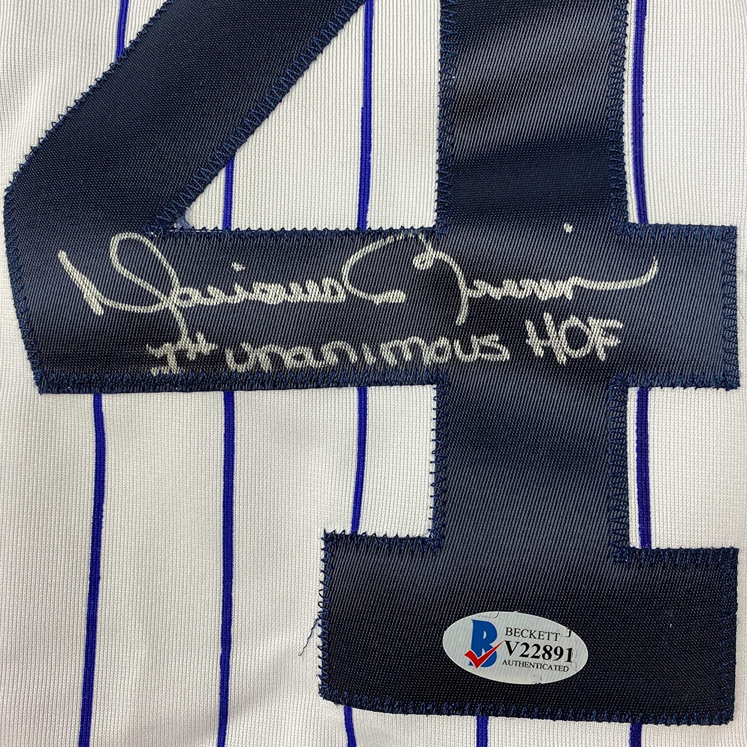 Framed Autographed/Signed Mariano Rivera 35x39 1st Unanimous HOF New York Pinstripe Baseball Jersey Beckett BAS COA