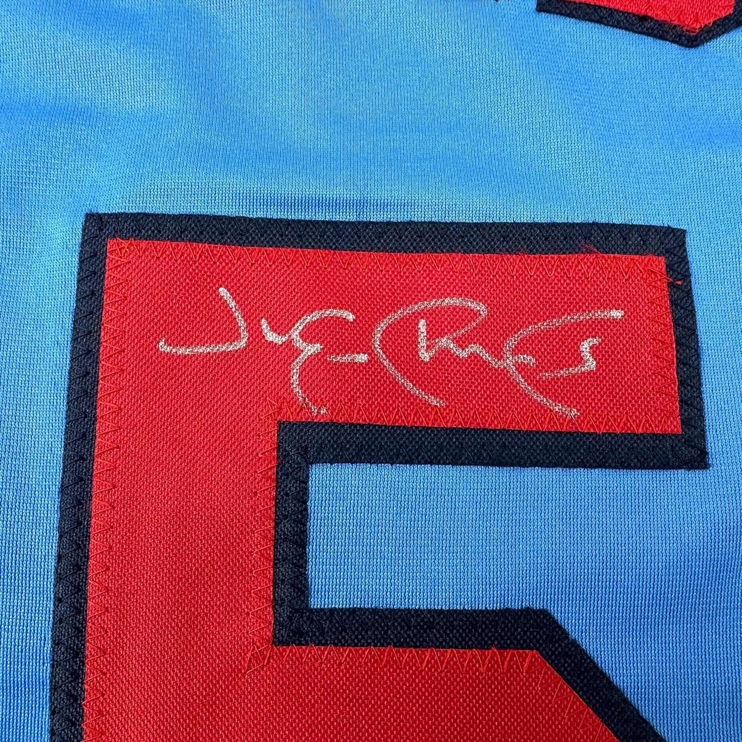 Framed Autographed/Signed Jim Edmonds 35x39 St. Louis Blue Baseball Jersey JSA COA