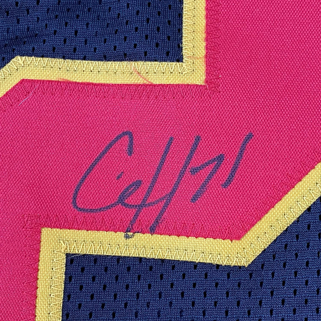 Framed Autographed/Signed Clyde Edwards-Helaire 35x39 Kansas City Black Football Jersey Beckett BAS COA