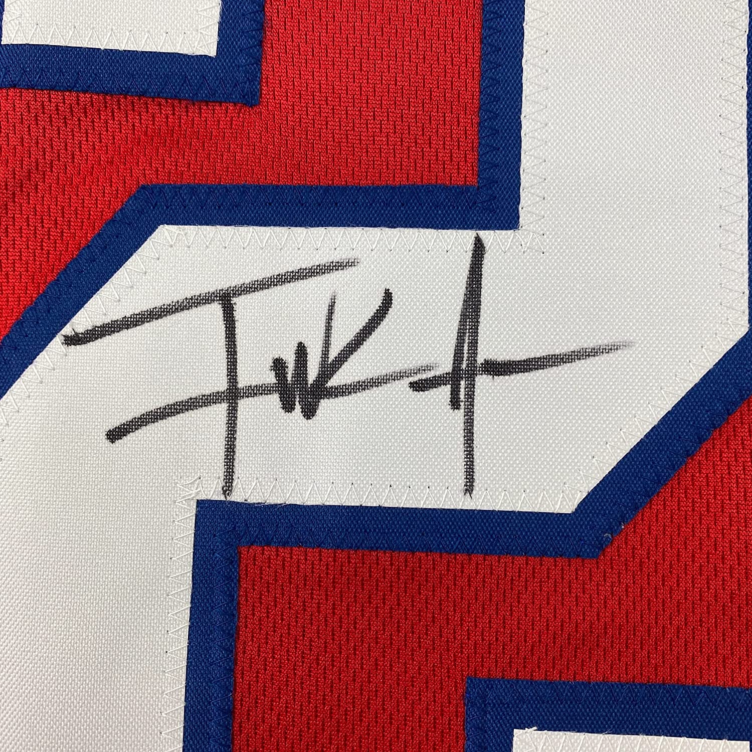 Framed Autographed/Signed Frank Gore 35x39 Buffalo Red Football Jersey JSA COA