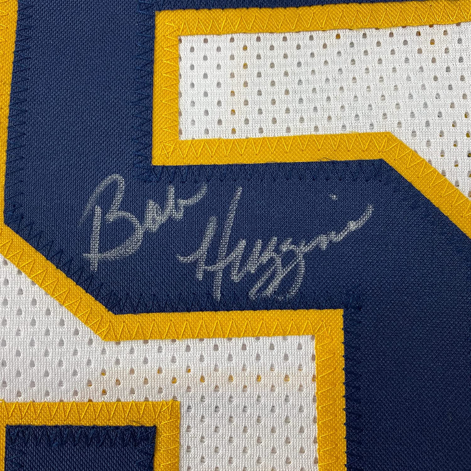 Framed Autographed/Signed Bob Huggins 35x39 West Virginia White College Basketball Jersey JSA COA