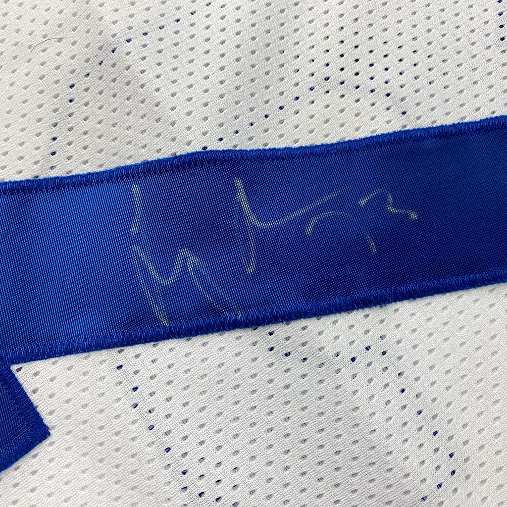 Framed Autographed/Signed Larry Allen 35x39 Dallas White Football Jersey JSA COA