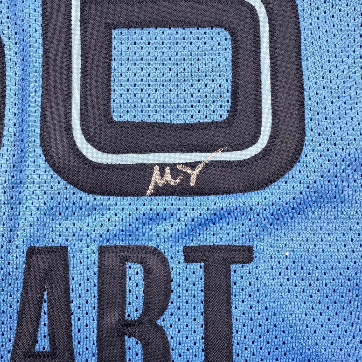 Framed Autographed/Signed Marcus Smart 35x39 Memphis Light Blue Basketball Jersey Beckett BAS COA