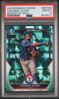 Graded 2023 Topps Bowman Chrome Luisangel Acuna #BCP230 Prospects Aqua #/99 Rookie RC Baseball Card PSA 10 Gem Mint