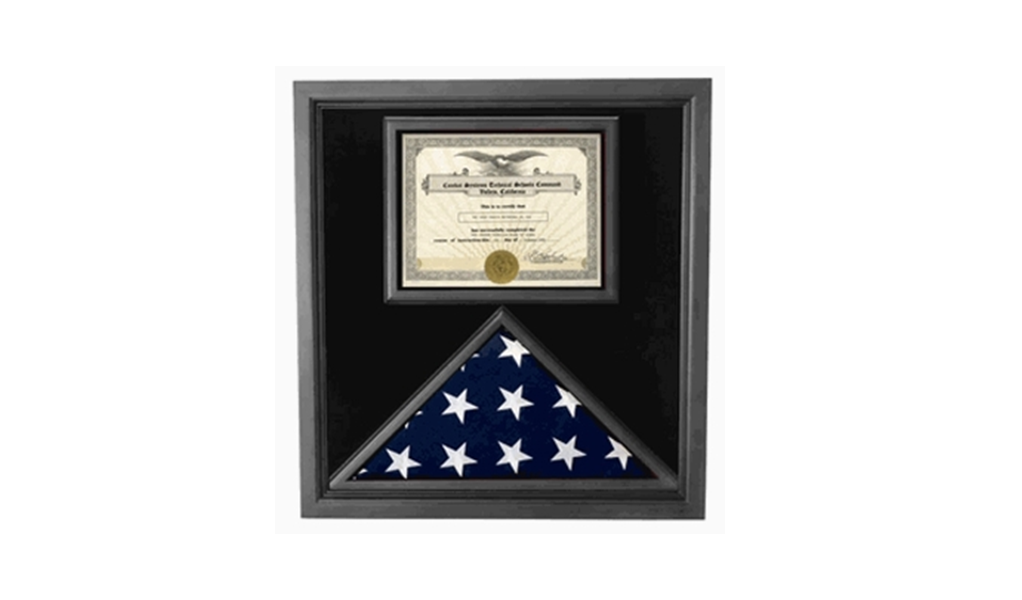 Premium USA-Made Solid wood Flag Document Case Black Finish 5' X 9.5'