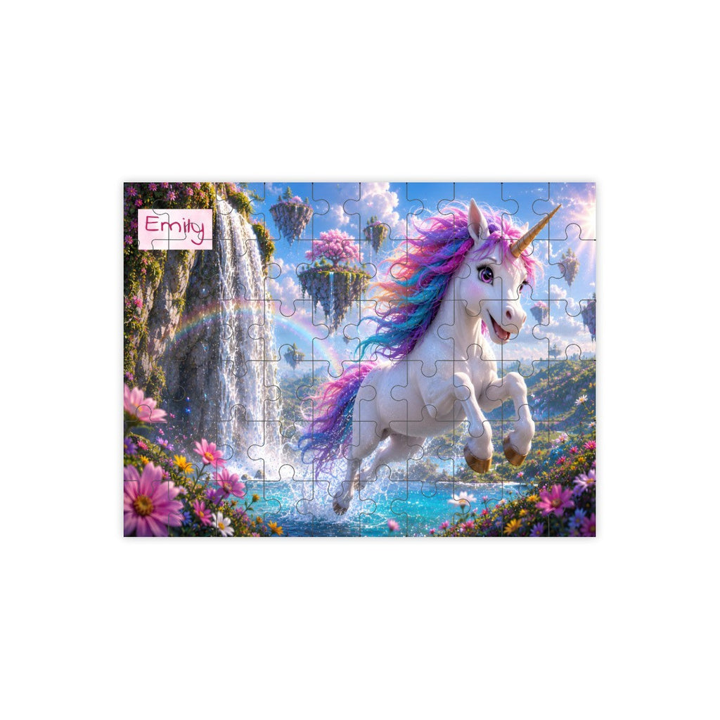 Personalized Pink White Unicorn Wooden Puzzle | 60 Pieces | 15x20cm