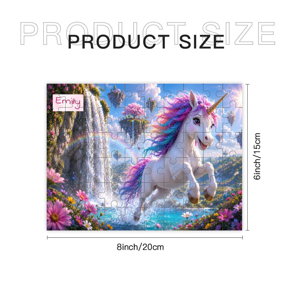 Personalized Pink White Unicorn Wooden Puzzle | 60 Pieces | 15x20cm