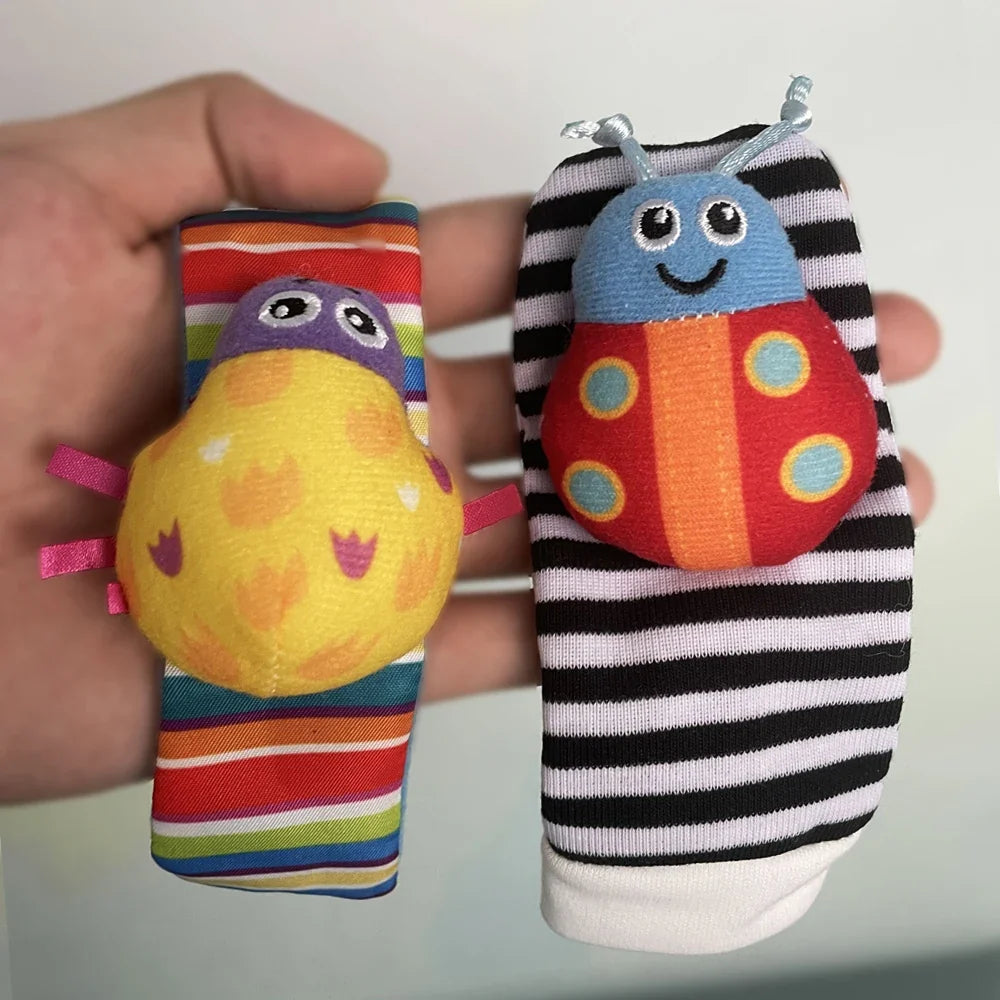 Baby Rattle Socks & Wrist Strap Set – Soft Animal Toys for 0–12 Months