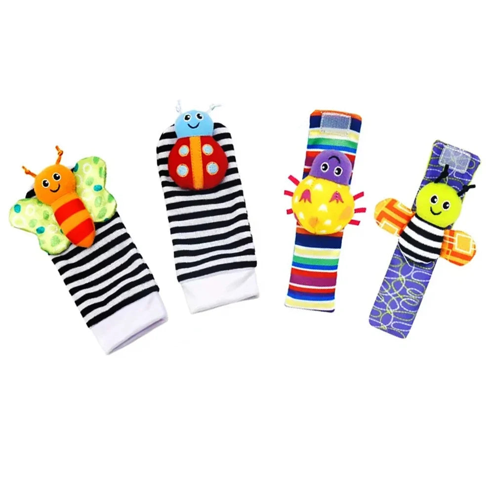 Baby Rattle Socks & Wrist Strap Set – Soft Animal Toys for 0–12 Months