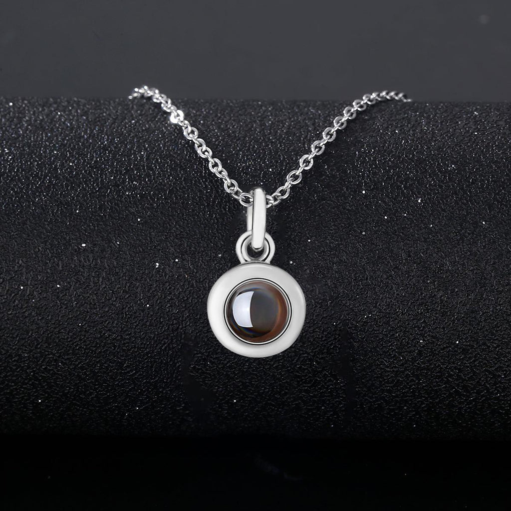 Custom Photo Projection Necklace – Hidden ‘I Love You’ Pendant | Silver, Rose & Gold
