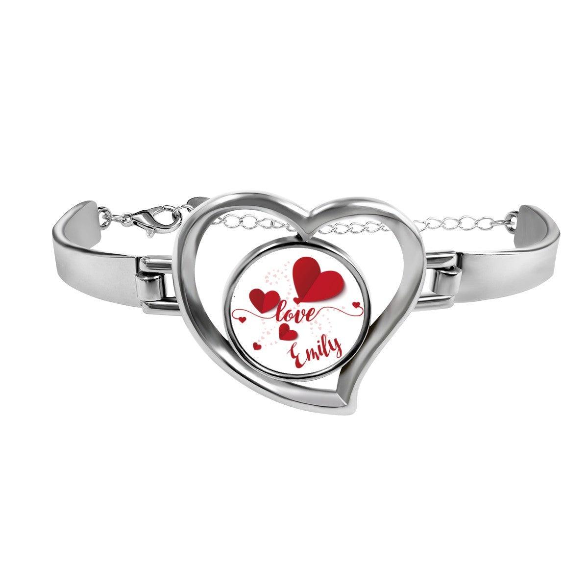 Personalized Heart Bracelet – Custom Name Love Bangle