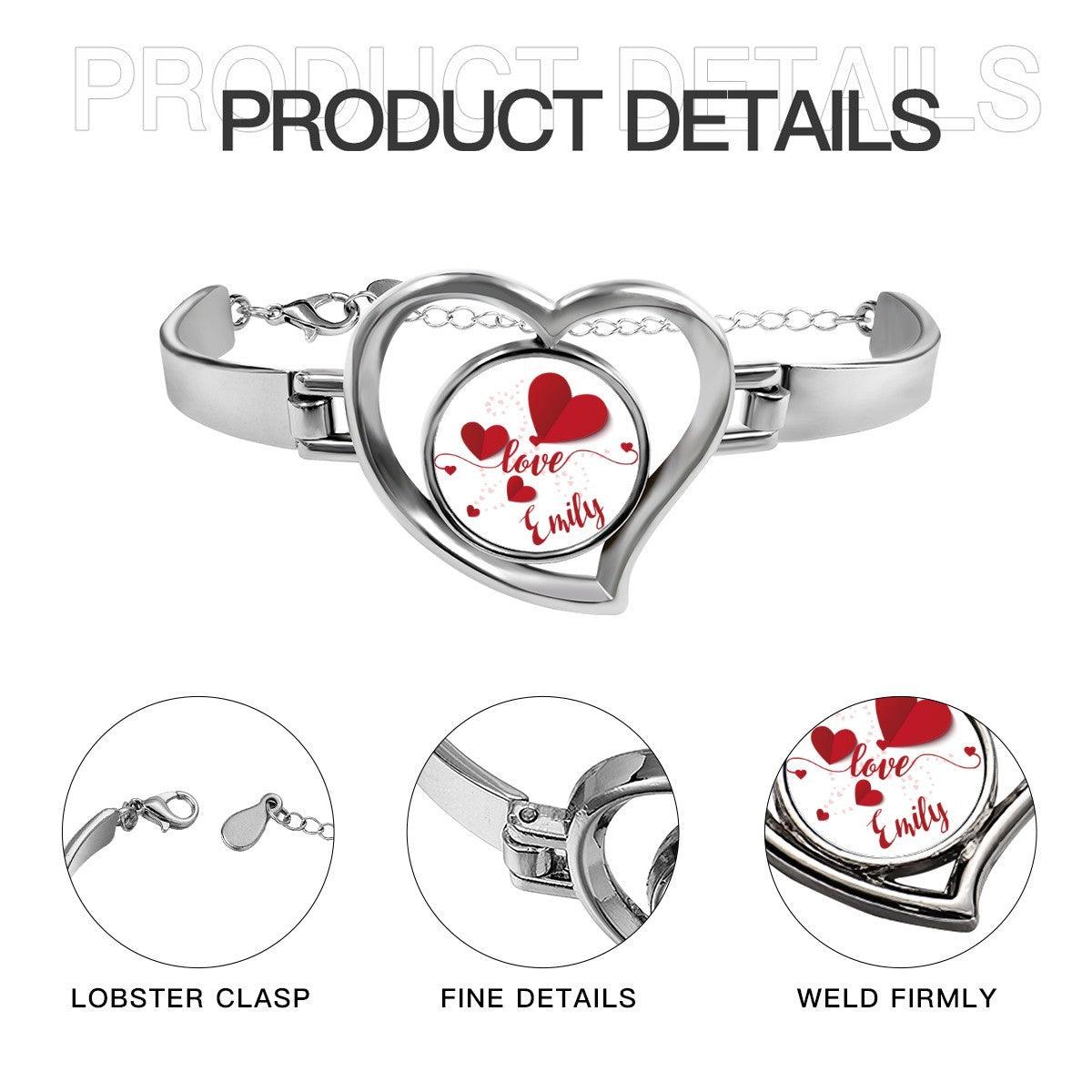 Personalized Heart Bracelet – Custom Name Love Bangle