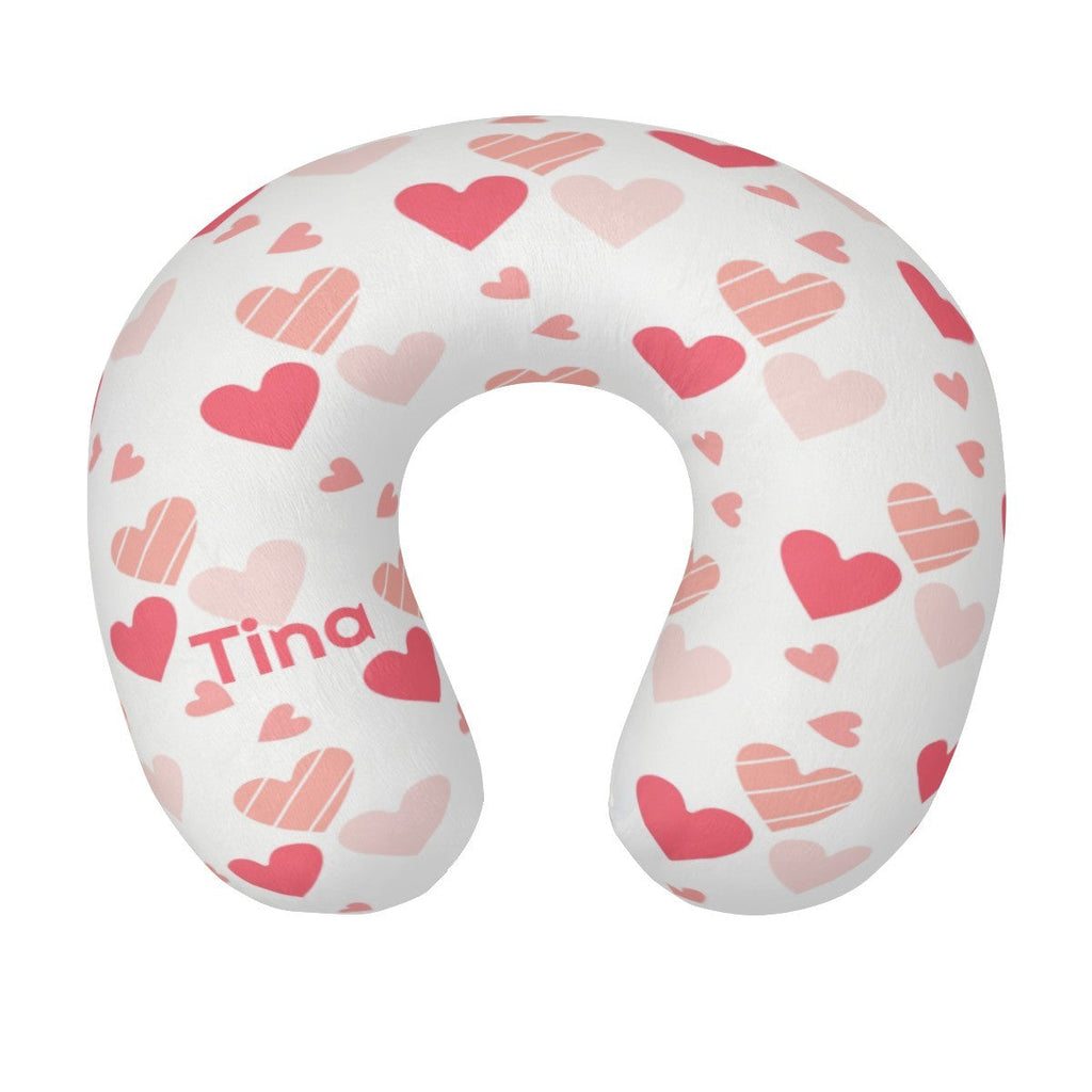 Personalized Hearts Travel Neck Pillow | Custom Name Gift