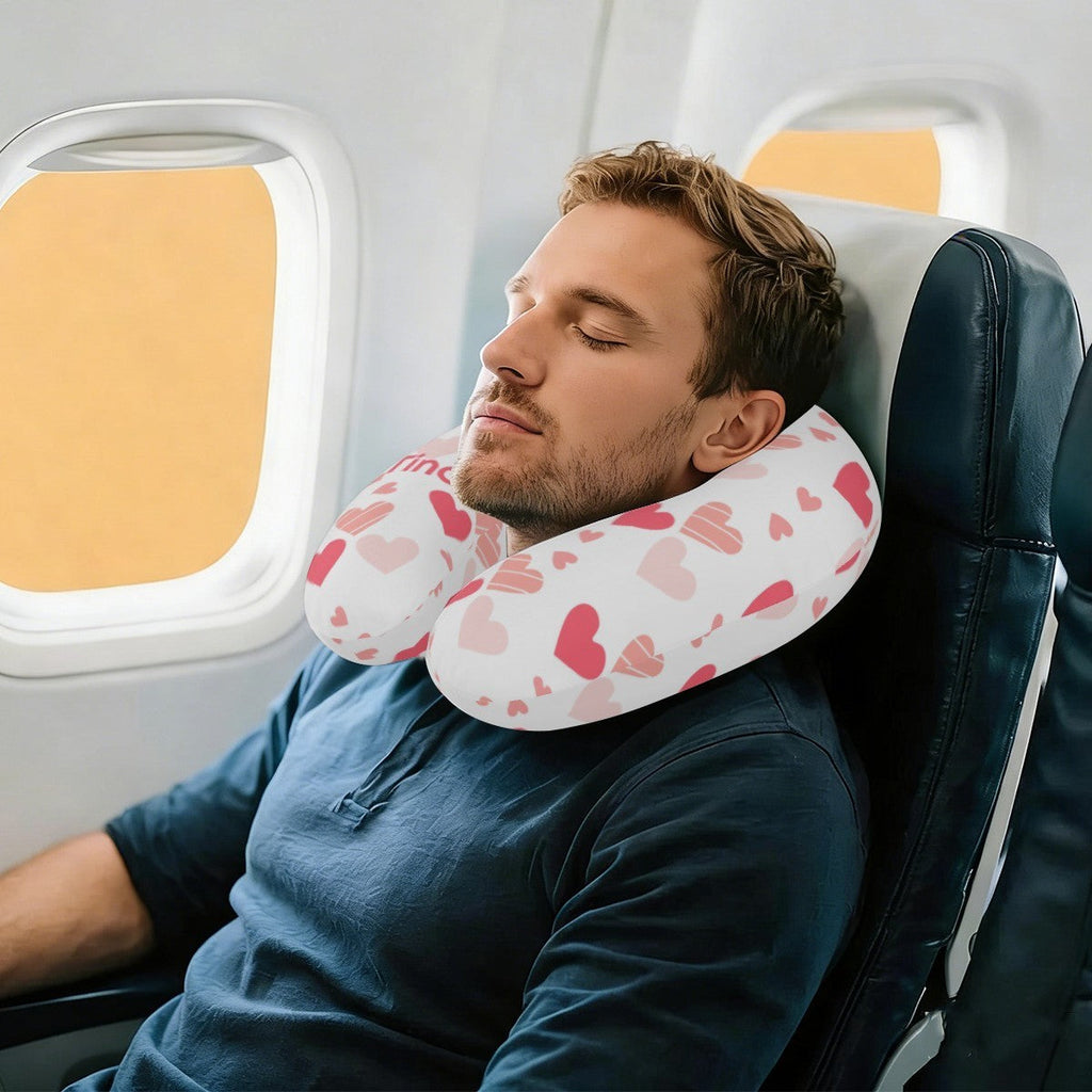 Personalized Hearts Travel Neck Pillow | Custom Name Gift