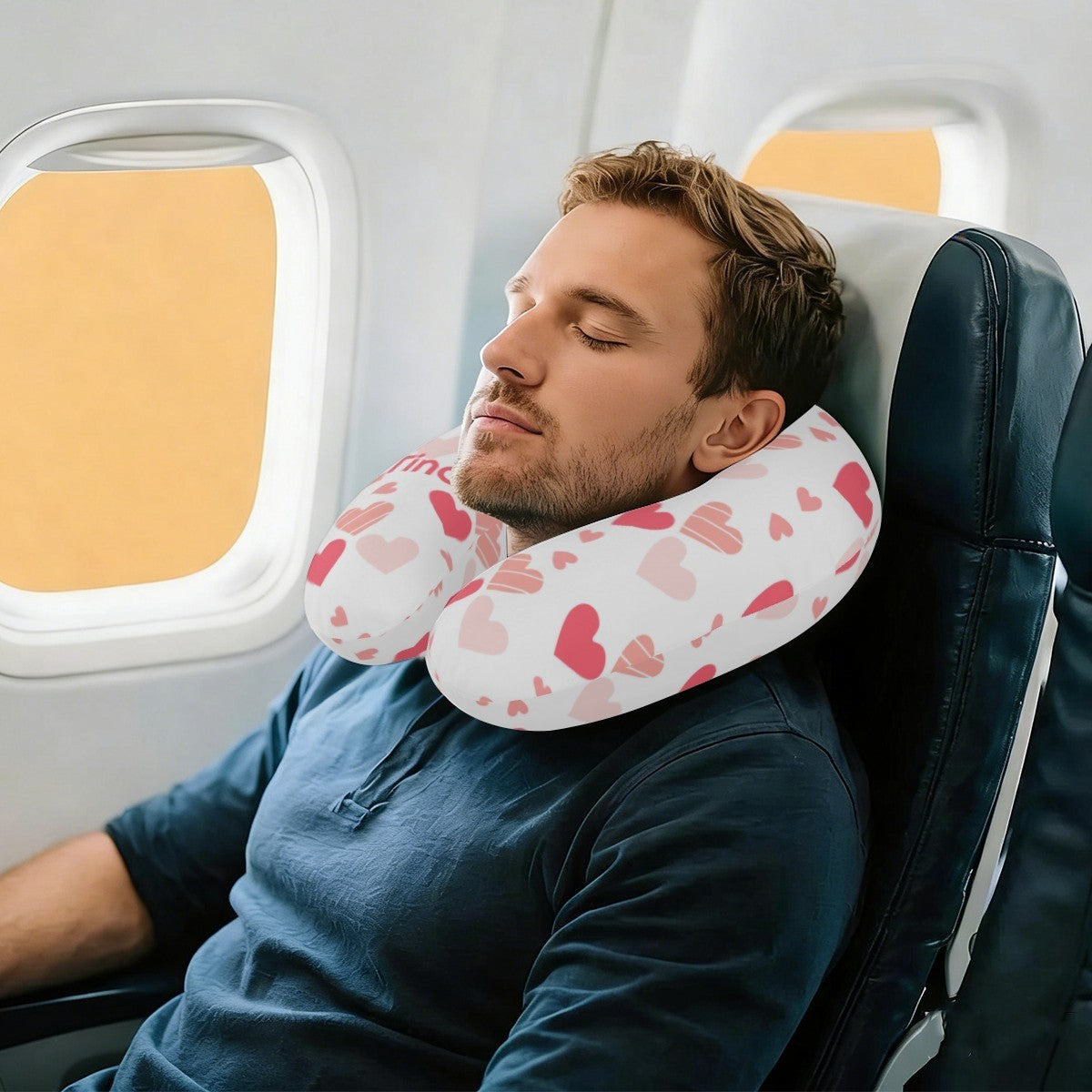 Personalized Hearts Travel Neck Pillow | Custom Name Gift