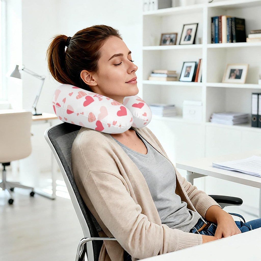 Personalized Hearts Travel Neck Pillow | Custom Name Gift