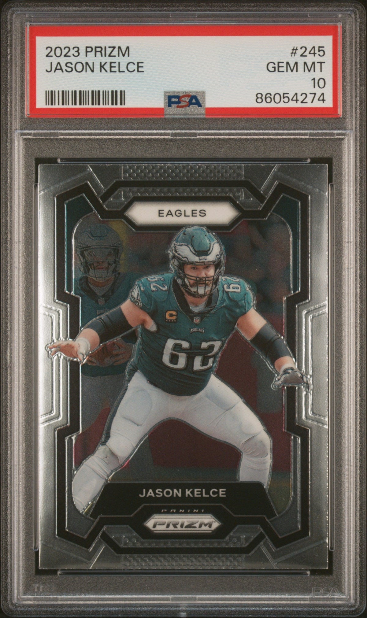 Graded 2023 Panini Prizm Jason Kelce #245 Football Card PSA 10 Gem Mint