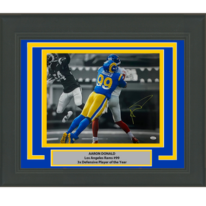 Framed Autographed/Signed Aaron Donald Los Angeles LA Rams 16x20 Football Photo JSA COA #4