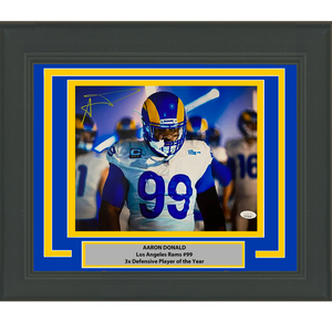 Framed Autographed/Signed Aaron Donald Los Angeles LA Rams 11x14 Football Photo JSA COA