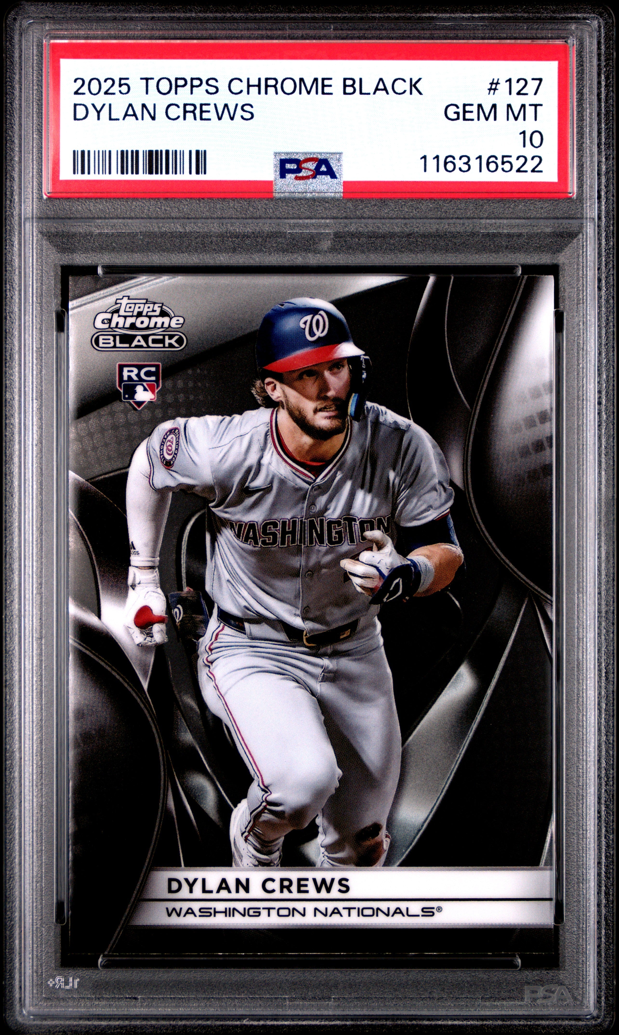 Graded 2025 Topps Chrome Black Dylan Crews #127 Rookie RC Baseball Card PSA 10 Gem Mint