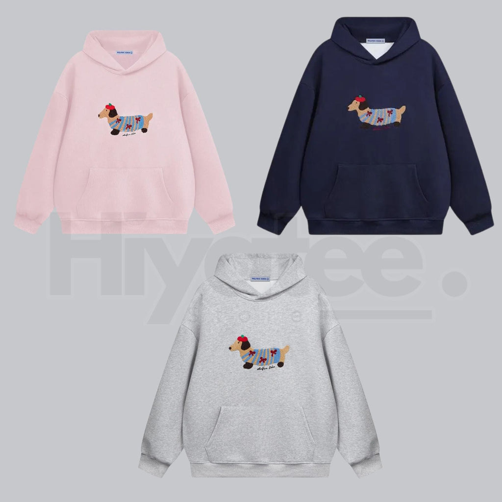 Aelfric Eden Cartoon Dog Hoodie – Embroidered Oversized Pullover