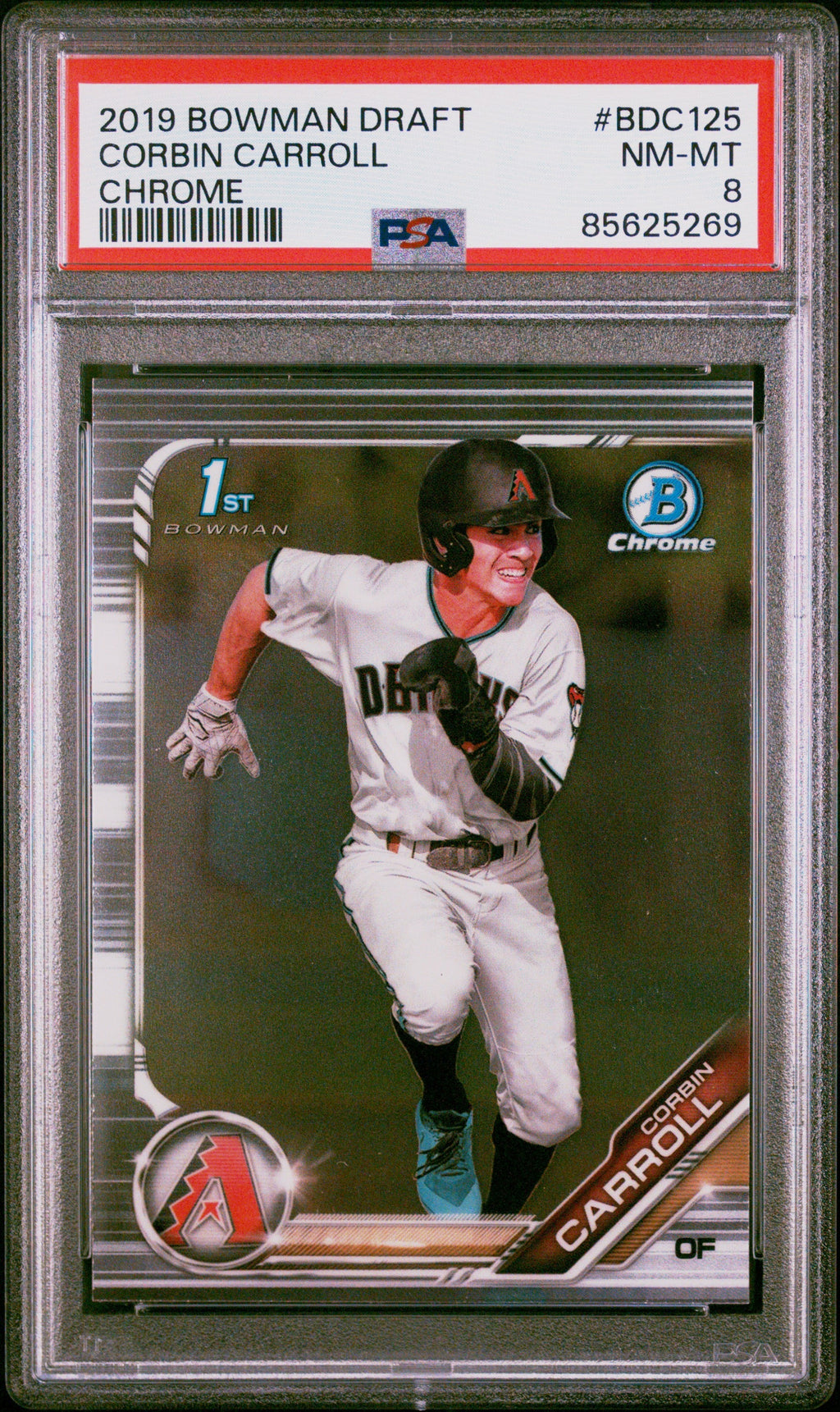 Graded 2019 Topps Bowman Draft Corbin Carroll #BDC125 Chrome Rookie RC Baseball Card PSA 8 Near Mint