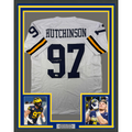 Framed Autographed/Signed Aidan Hutchinson 35x39 Michigan White College Football Jersey Beckett BAS COA