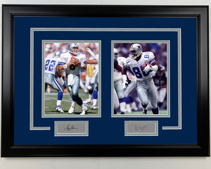 Framed Troy Aikman and Michael Irvin Dallas Cowboys 17x23 Dual Football Photo