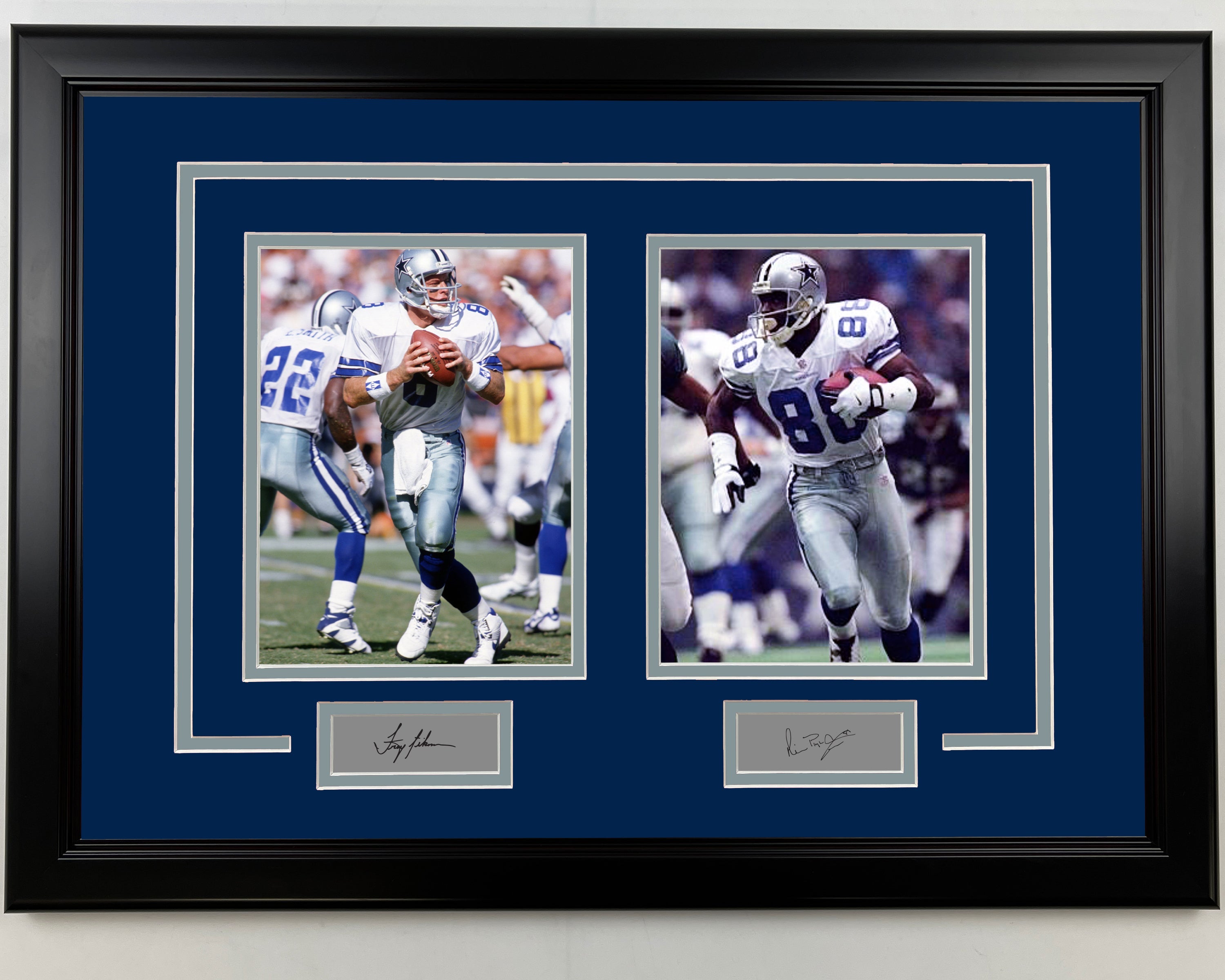 Framed Troy Aikman and Michael Irvin Dallas Cowboys 17x23 Dual Football Photo