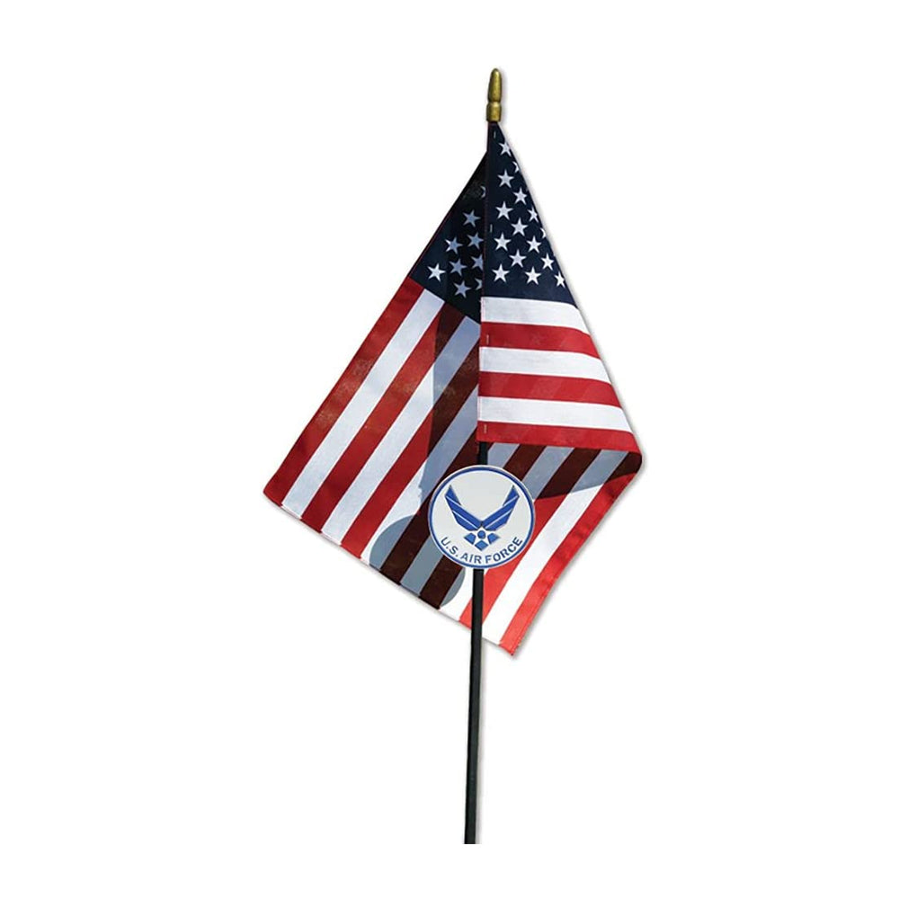 Air Force Wings Veteran Grave Marker With 30 Inch Tall American Cemetery Flag, Officially Licensed Military Seal.