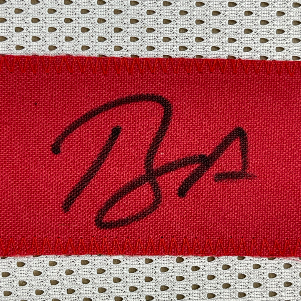 Framed Autographed/Signed Brandon Aiyuk 35x39 San Francisco White Football Jersey Beckett BAS COA
