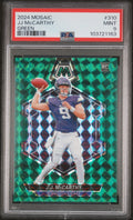 Graded 2024 Panini Mosaic JJ McCarthy #310 Green Rookie RC Football Card PSA 9 Mint