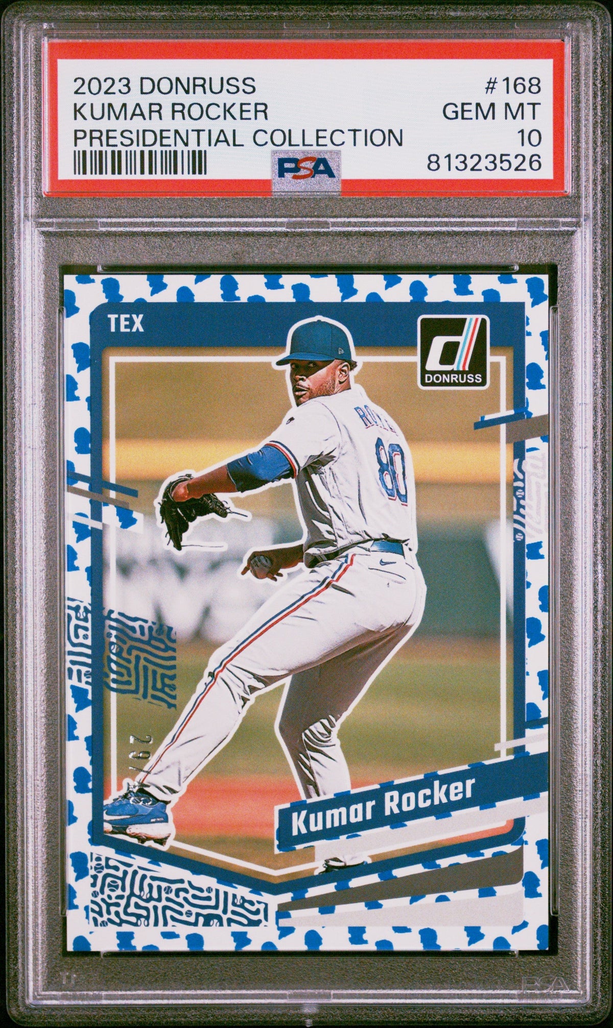Graded 2023 Panini Donruss Kumar Rocker #168 Presidential Collection #/46 Rookie RC Baseball Card PSA 10 Gem Mint