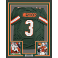 Framed Autographed/Signed Akheem Mesidor 35x39 Miami Green College Football Jersey Beckett BAS COA