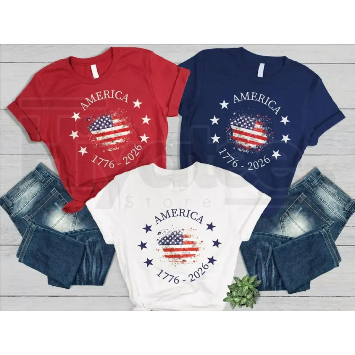 "America 250th Anniversary" – Vintage 1776 USA Flag Graphic Top