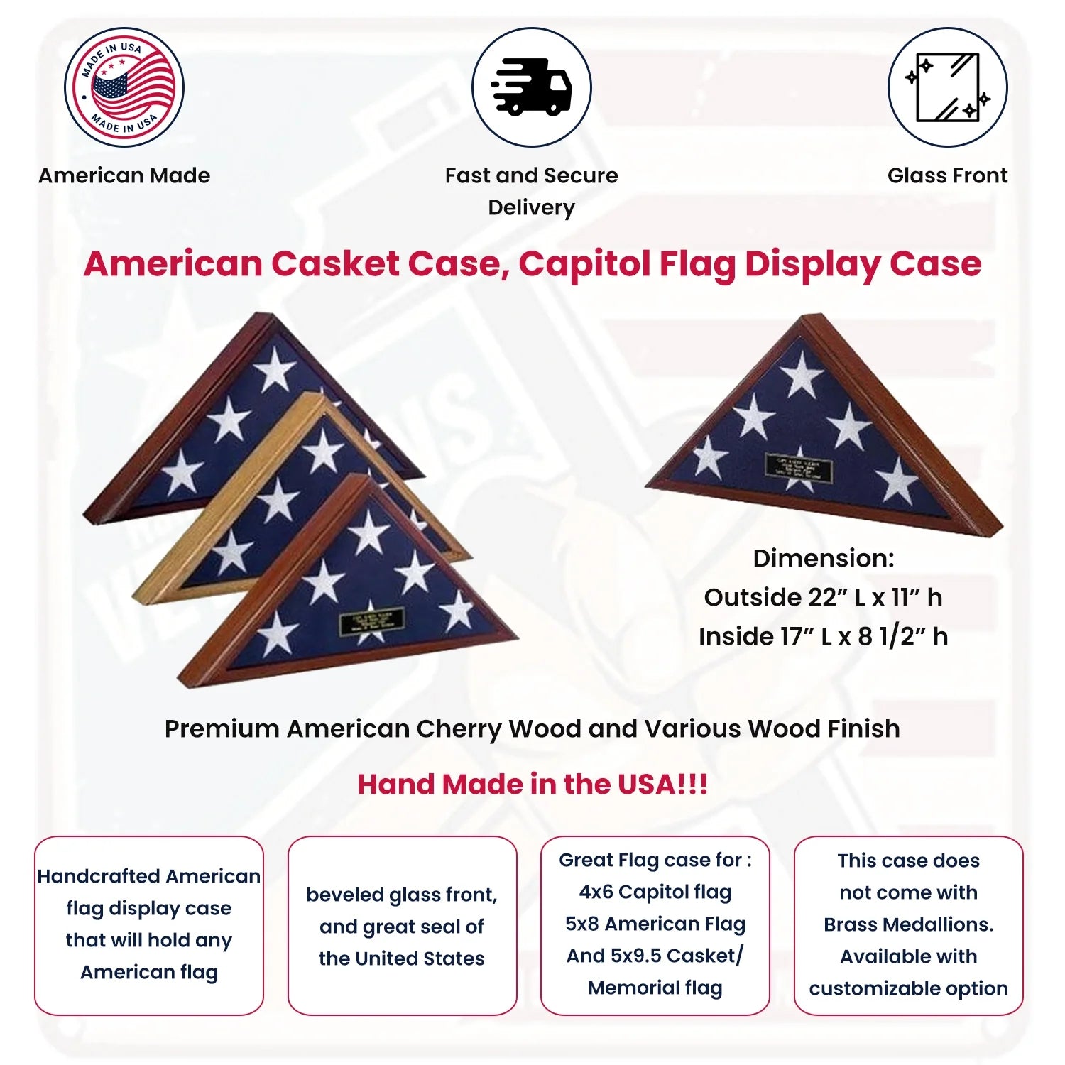 Best Selling Flag Display Case, Case for Casket Flag, Casket flag Case