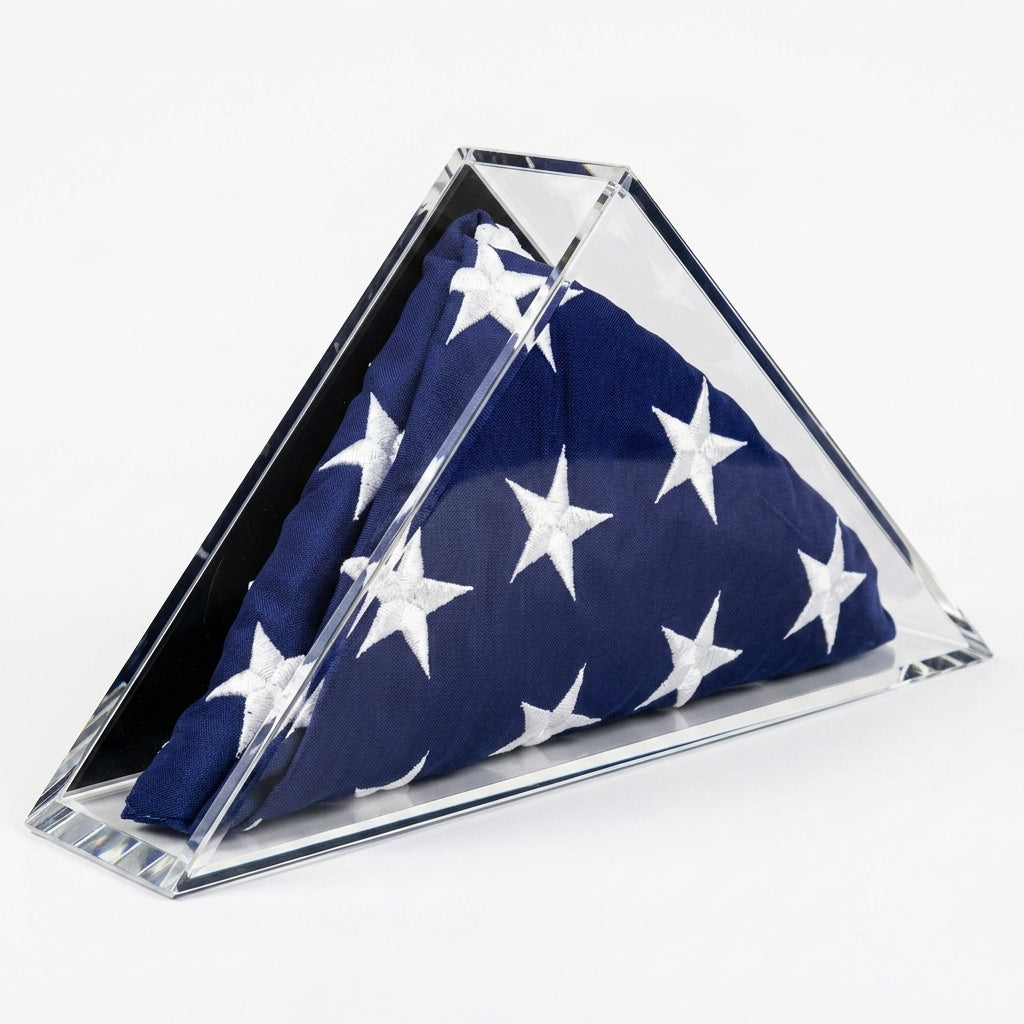 Deluxe Acrylic American Flag Memorabilia Display Case for Small 3' x 5' or 5' x 9.5' Flag