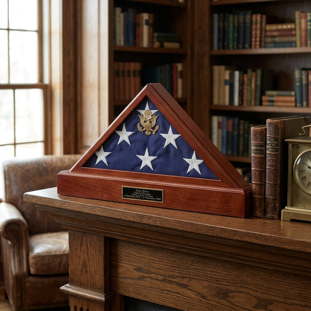 American Flag Case with Pedestal For 5' X 9.5' Burial Flag