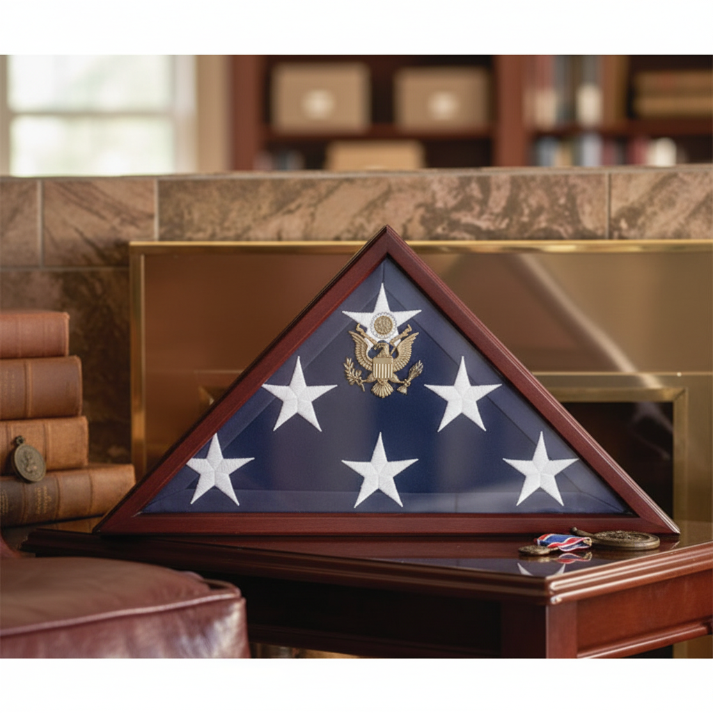 American Burial Flag Box, Large Coffin Flag Display Case - 3ft x 5ft American Flag.