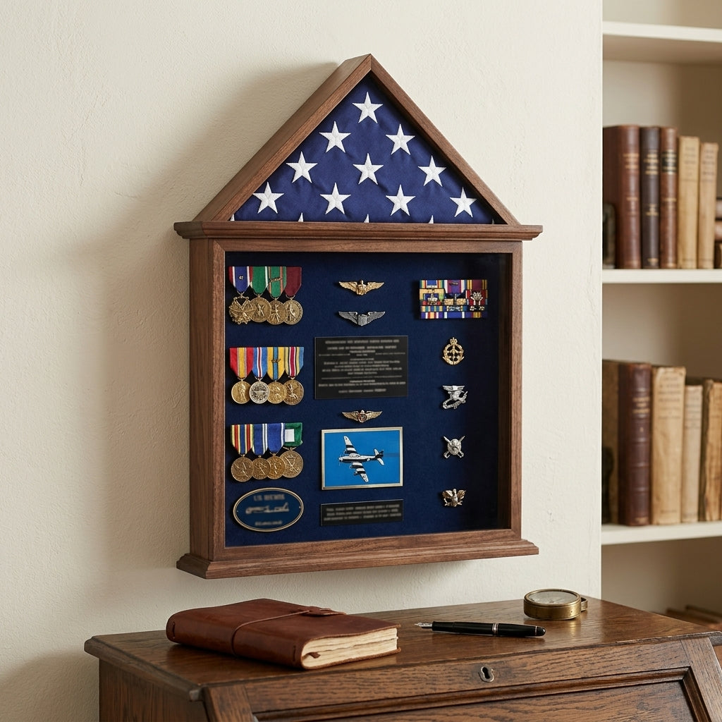 Flag Case, Flag and Badge display cases - Fit 3' x 5' Flag.