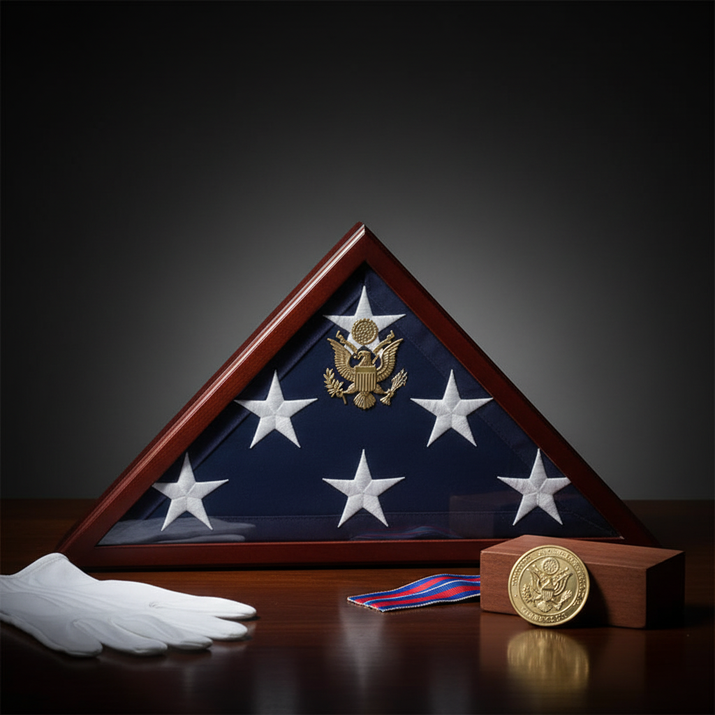 Coffin Flag Case Flag Frame, Flag Display case for Large Flag.
