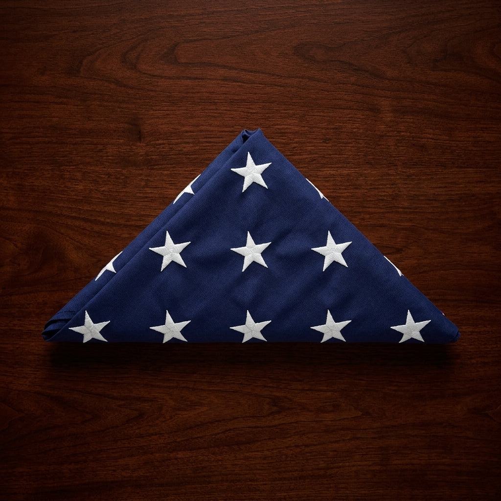 Pre Folded American Flag, American Flag Comes Folded - Fit 3'x5' American Flag. or Fit 5'x9.5' American Flag.